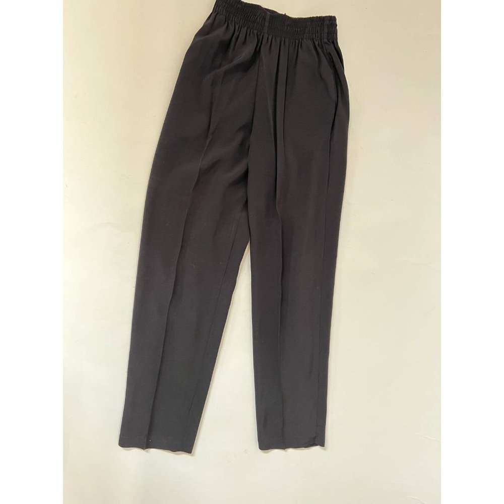 Vintage Christine David Womens Dress Career Pants Black Elastic Waist Petites PS